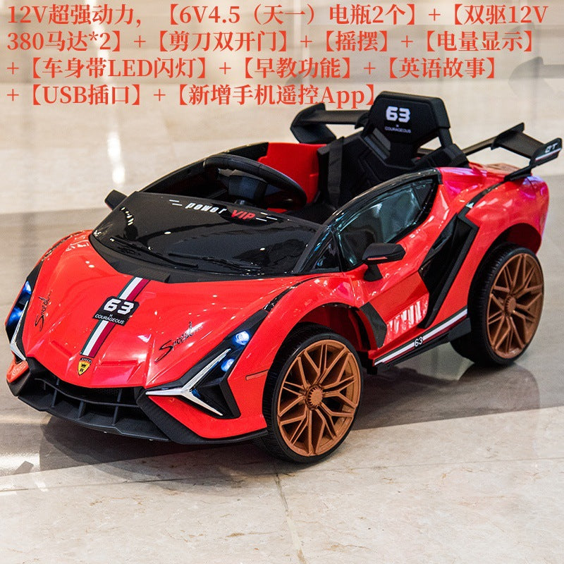 New supercar children's electric car four-wheel car double drive baby remote control car double electric sports car