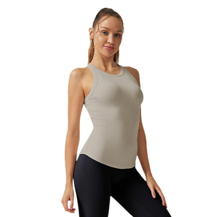 New fashionable and versatile ribbed sports top - longline racerback women's activewear yoga tank