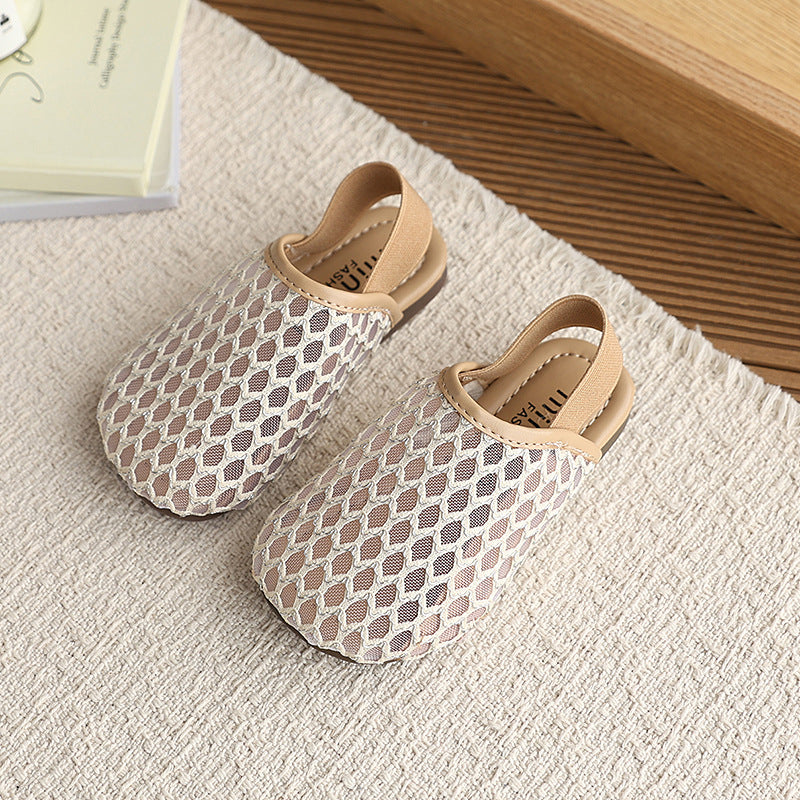Minimalist new woven hollow-out closed-toe mules women's summer flat square-toe fashion slippers lazy shoes