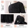 Exportfashion stylegirl dress one shoulder elegantlongsequinpatchworkkids meshaccessible luxuryniche style banquet skirt