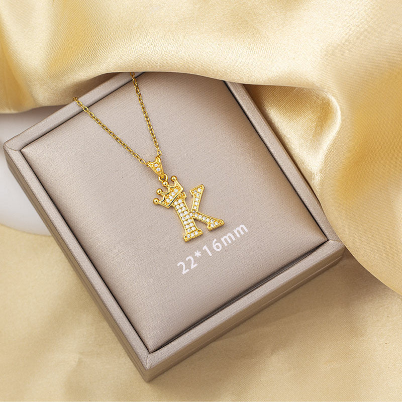 High-end letter layered necklace - 26 alphabet charms, cross-border bestseller, minimalist fashion, premium titanium steel jewelry