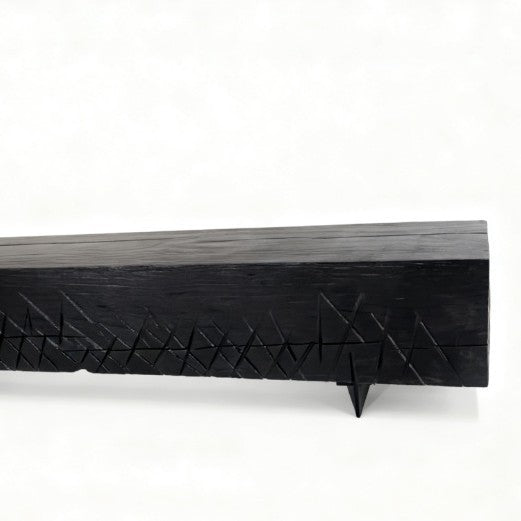 Wabi-sabi carbonized black flower corner stand folk style qhc store log sofa side table retro designer wooden pier wine display
