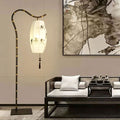 New chinoiserie floor lamp retro living room tea room hand-painted bamboo iron art bedroom study vertical medieval style floor lamp