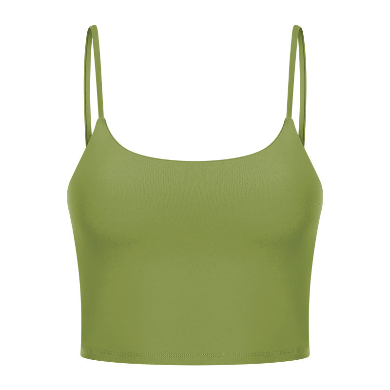 New women's sports yoga tank top with built-in bra pads, sexy spaghetti strap racerback fitness top, yoga camisole c5238