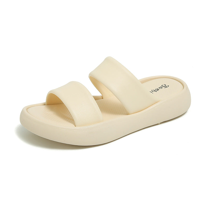 Stomping on shit feeling bread slippers for women summeroutwearnew arrivalclassy senseeasiest for matchheight-increasing one-line slippersthick sole double-strap sandals
