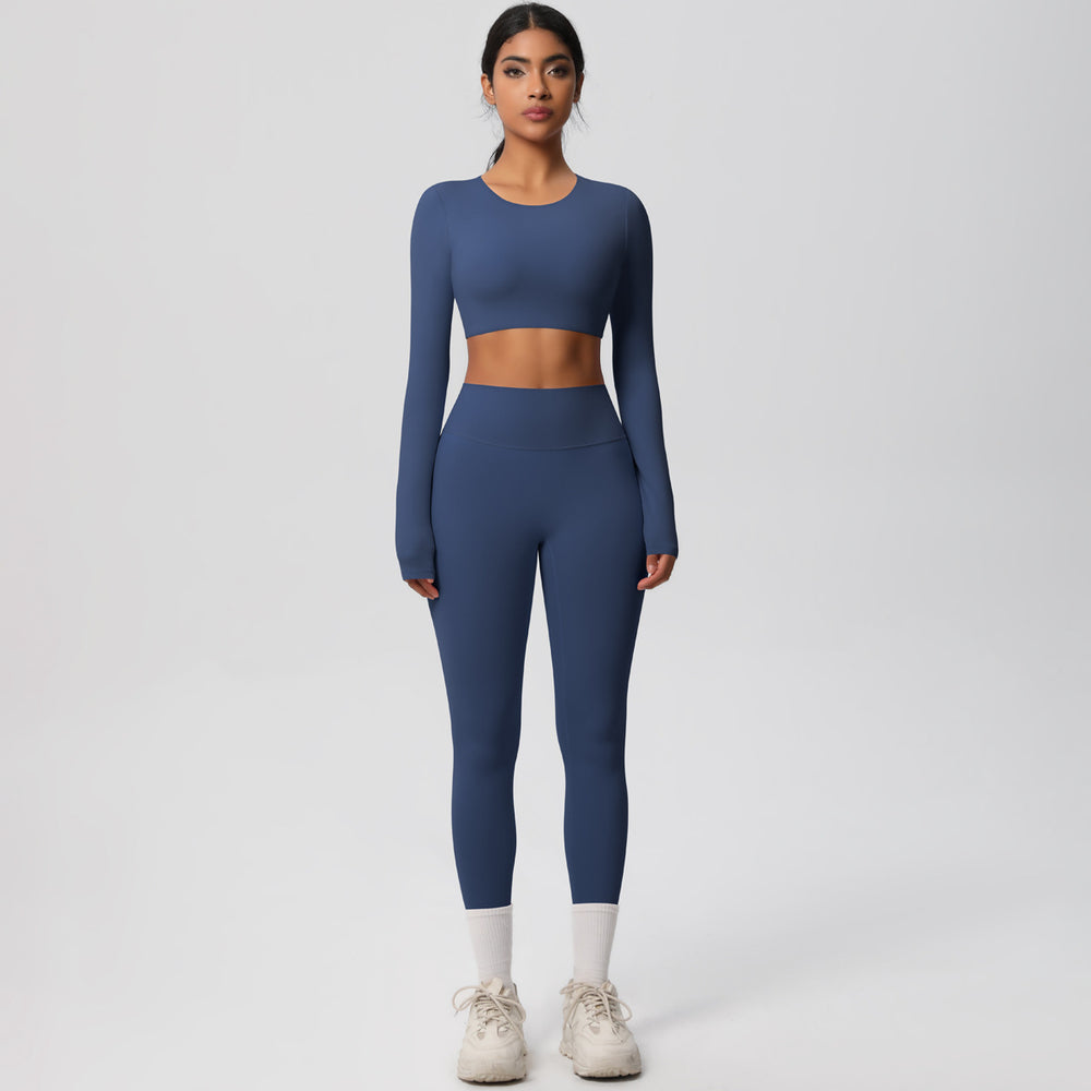European and american nude feel brushed solid color yoga outfit set - quick-dry, breathable, 8-piece running & fitness activewear set for women