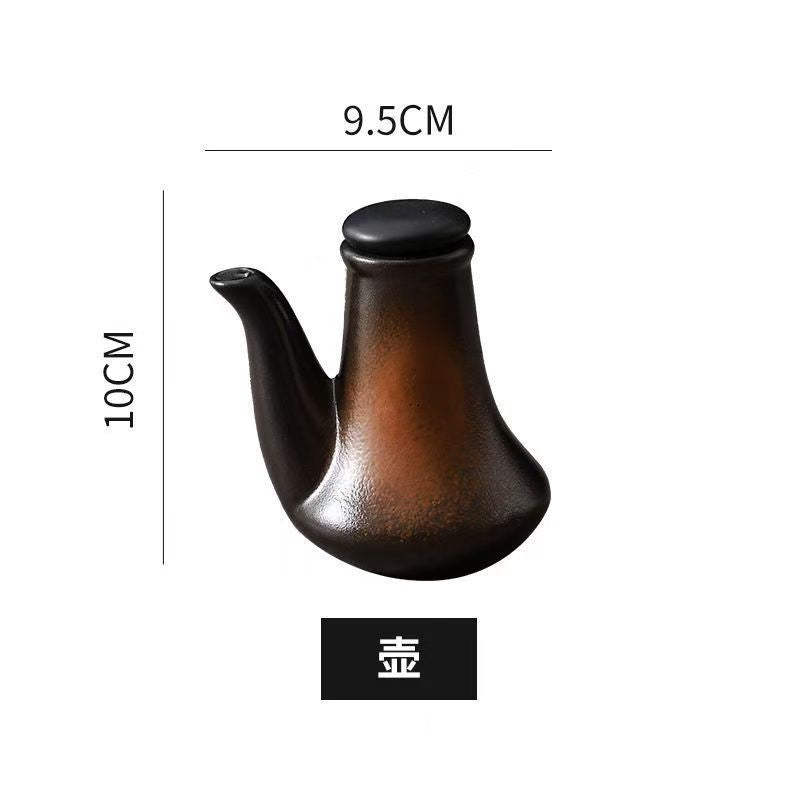 Japanese ceramic oil pot retro japanese stylefor home soy sauce pot vinegar pot seasoning dish kitchen supplies side dish dipping dish