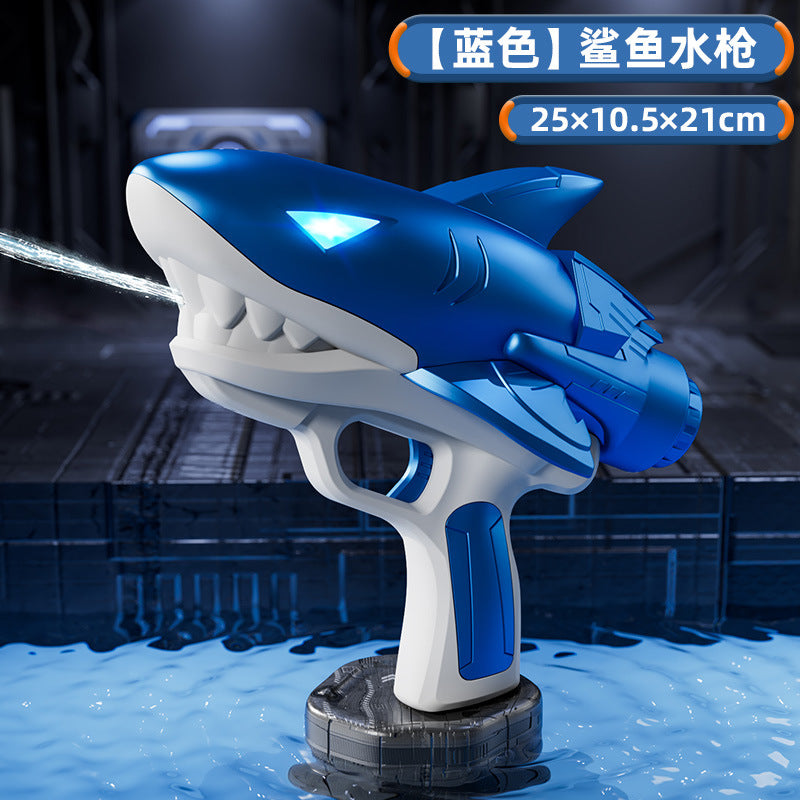 New arrival cross-border electric shark water gun fully automatic with light fire breathing kids water play summer burst water gun toy