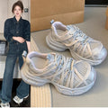 Breathable lace-up mesh sneakers - spring's hottest new trend: versatile dad shoes with a street-style round toe for fashionable casual wear