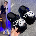 Big eyes cartoon croc shoes women's new arrivaloutwearnon-slipcutetoe sandals thick sole slippers couple croc shoes