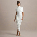 European and american women's clothing  spring new collection: solid color fashion shawl, asymmetrical ruched bodycon mini dress with open back