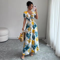 European and american cross-border e-commerce new arrival:  deep v-neck tie-dye slim-fit shirt dress - hot seller