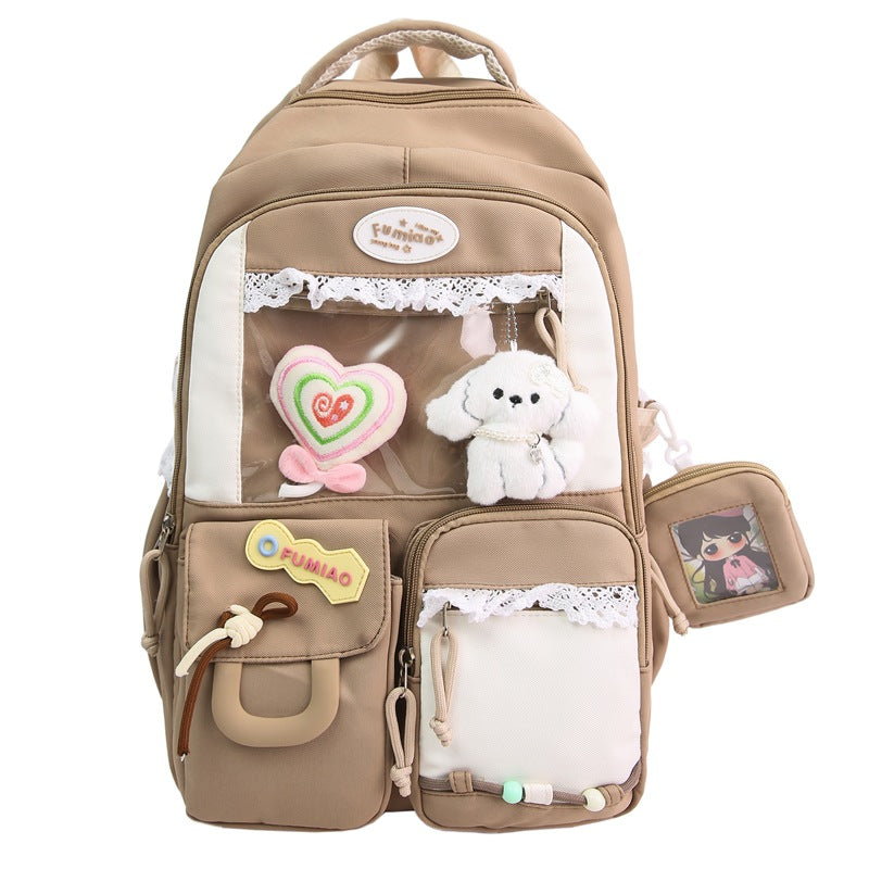 School season student schoolbag Korean college style large-capacity high school student backpack cute multi-compartment transparent backpack