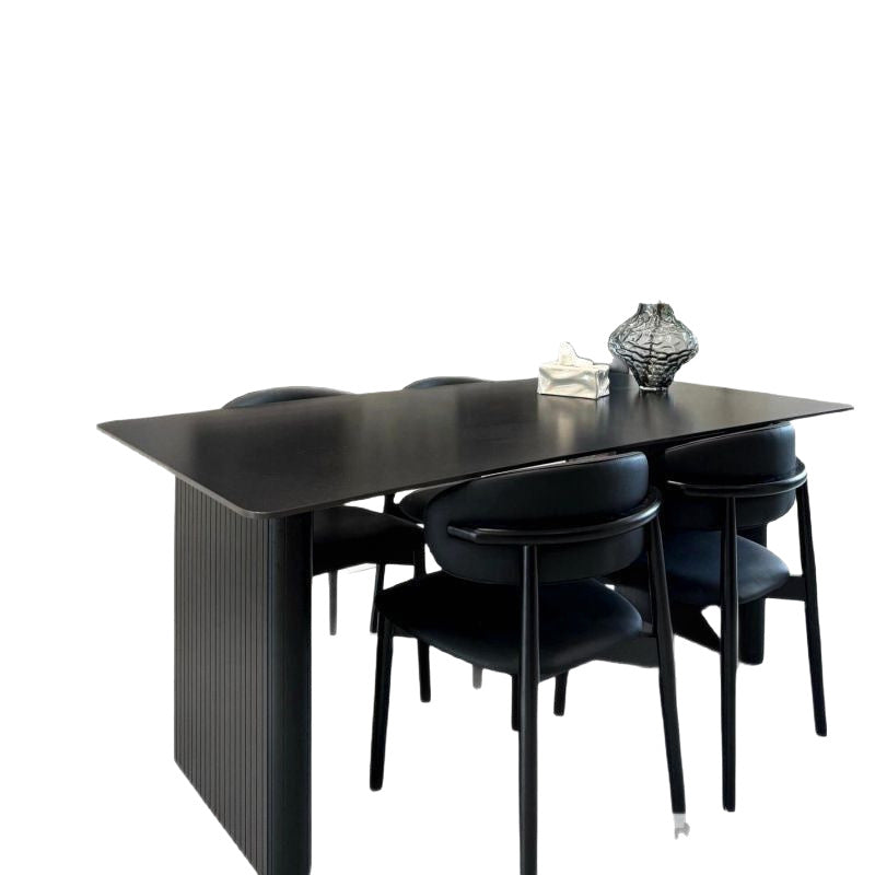 Rock slab dining table and chair combination italian pure black small apartment for homenormcore creative popularaccessible luxury rectangular dining table