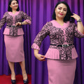 African  professional women's clothing plus size curvy tiktok cross-border foreign trade faux two-piece printed dress