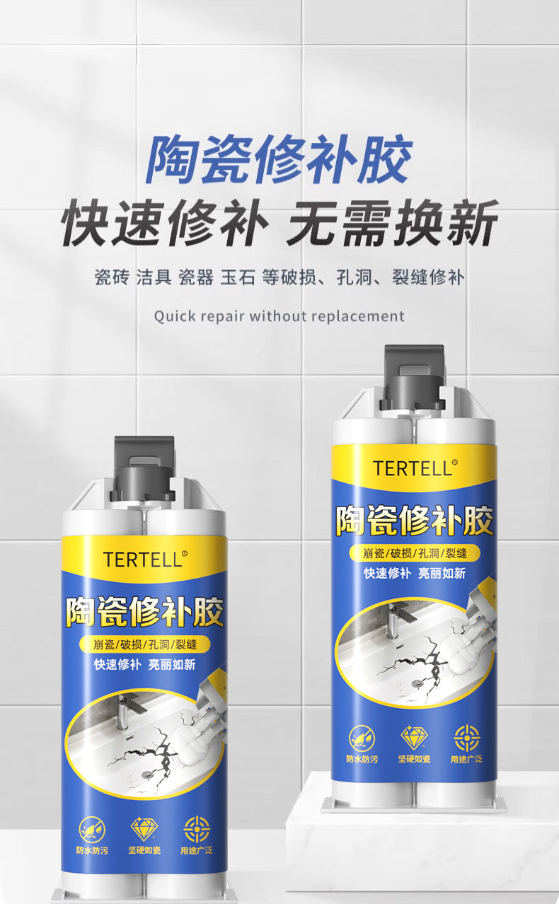 Ceramic repair glue, white washbasin crack, damaged marble washbasin, toilet pothole plugging, tile glue