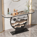 Wall-mounted console table for entryway, home, hallway, with led light strip, rock slab top, new style living room console cabinet for hallway end