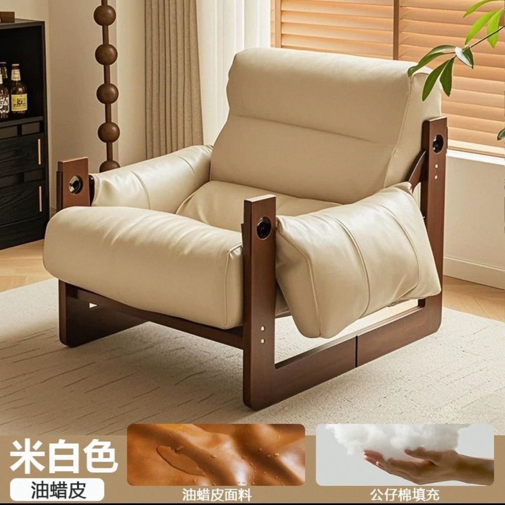Lazy sofa single living room italian retrocasual designer accessible luxury solid wood jersey sofa chair lounge chair