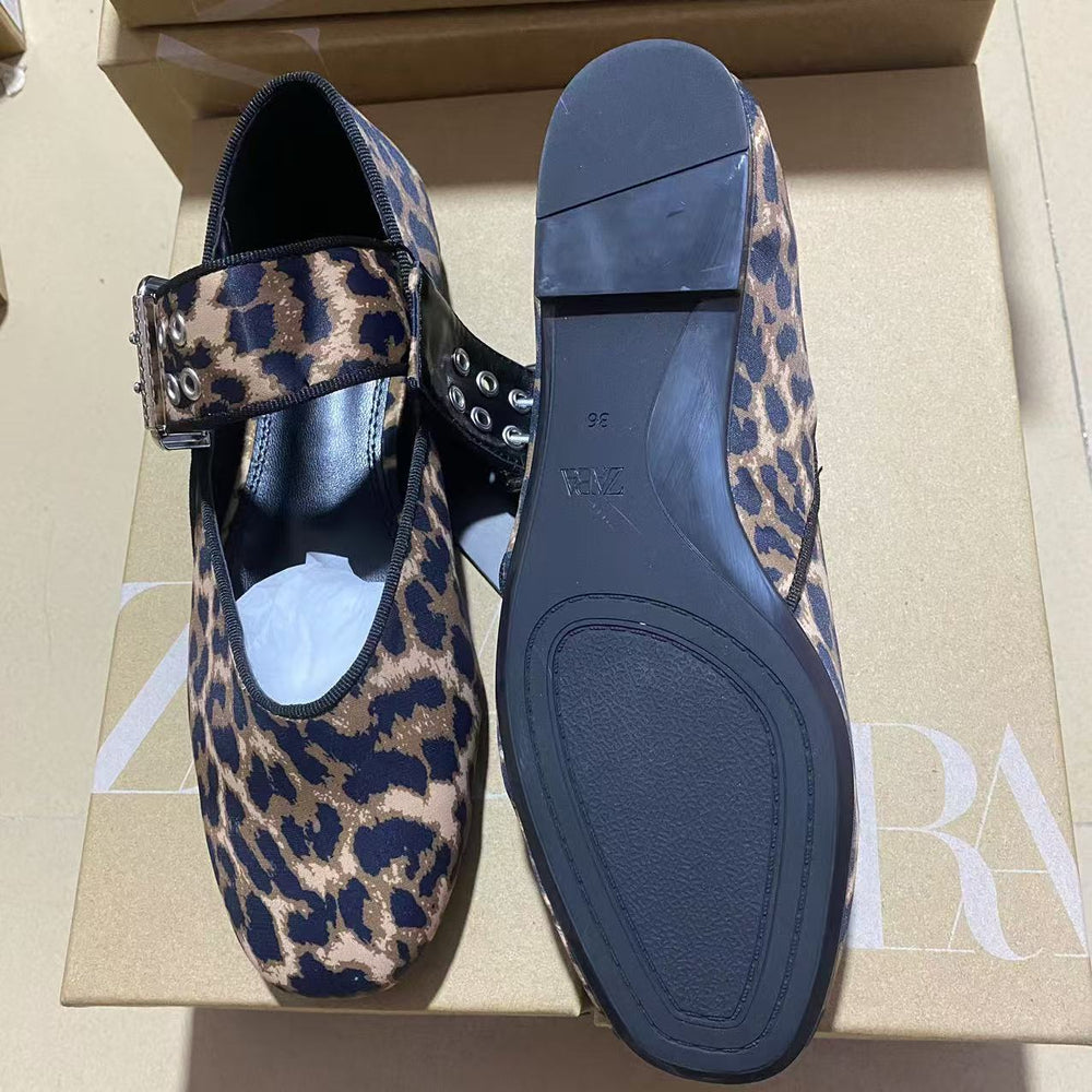Za2024 new spring black mary jane flats with buckle strap - round toe ballet shoes