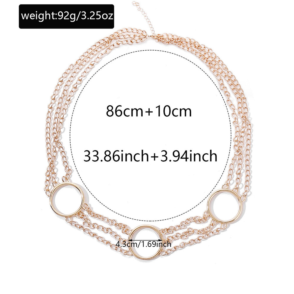 hot-selling metal geometric body chain fashionstylish hot girl circle retropatchworkcasual accessories women's waist chain