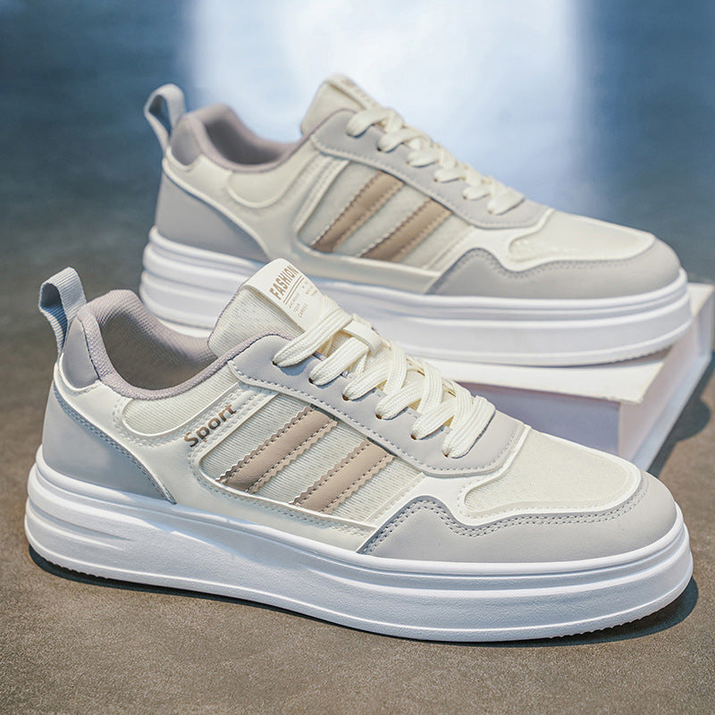 Men's shoes 2026 summer new arrival: youth casual skate shoes, men's thick-soled mesh breathable student sports white shoes