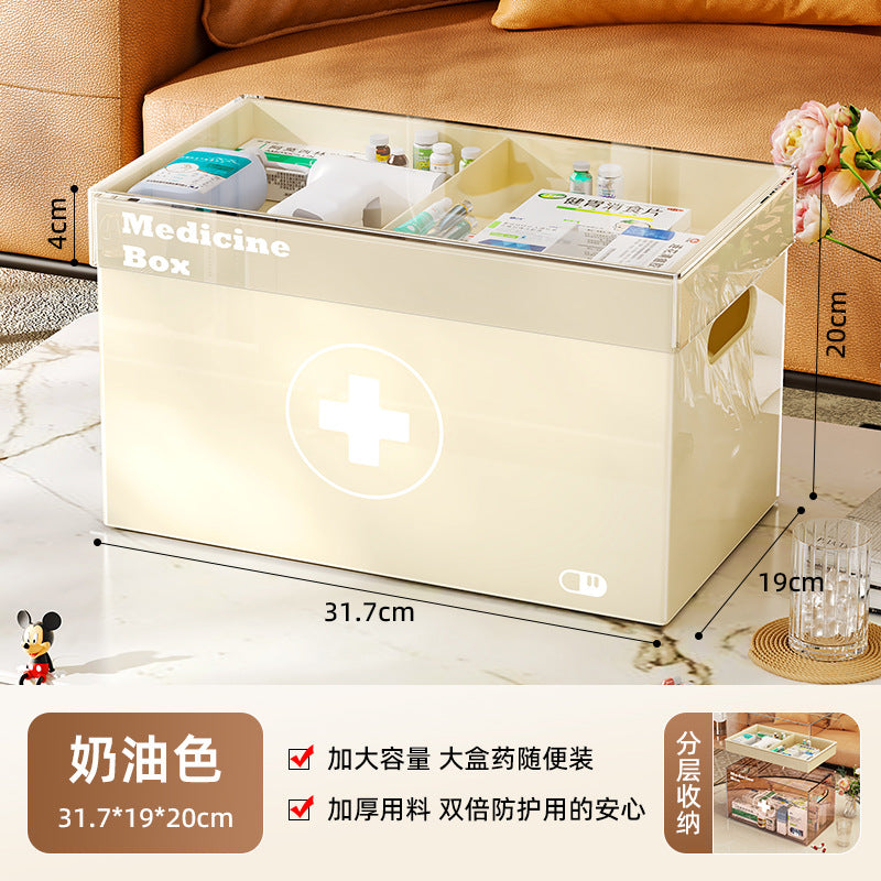 Multi-layer medicine box household home medical box partition storage medicine box storage box double-layer transparent portable medical box