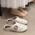 2026 new women's open-toe hollow-out flat sandals with colorful floral design - casual closed-toe slippers