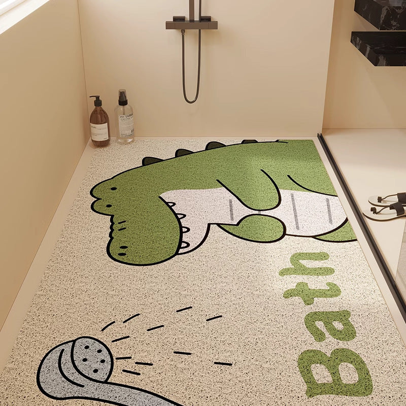 Cartoon cute shower room bathroom mat hollow silk loop non-slip anti-fall floor mat bathroom toilet drainage foot mat