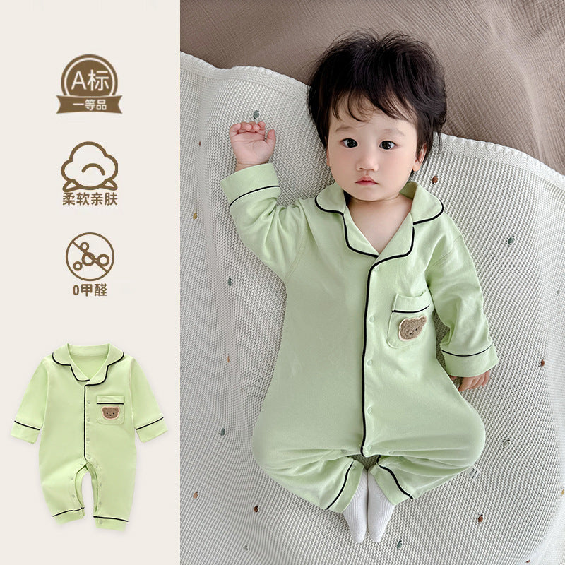 Baby spring autum home clothes boys and girls all year round style one-piece clothes pajamas autumnew arrival cotton pajamas