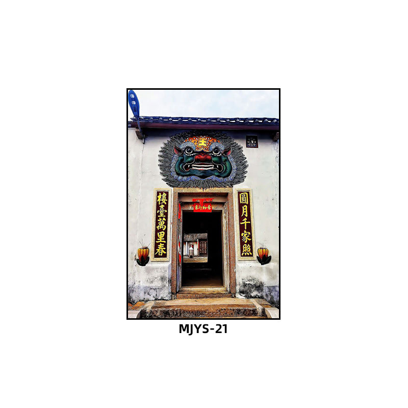 Jieyang ancient city architectural landscape hanging painting hotel box wall decoration painting hot pot restaurant restaurant characteristic cultural tourism mural