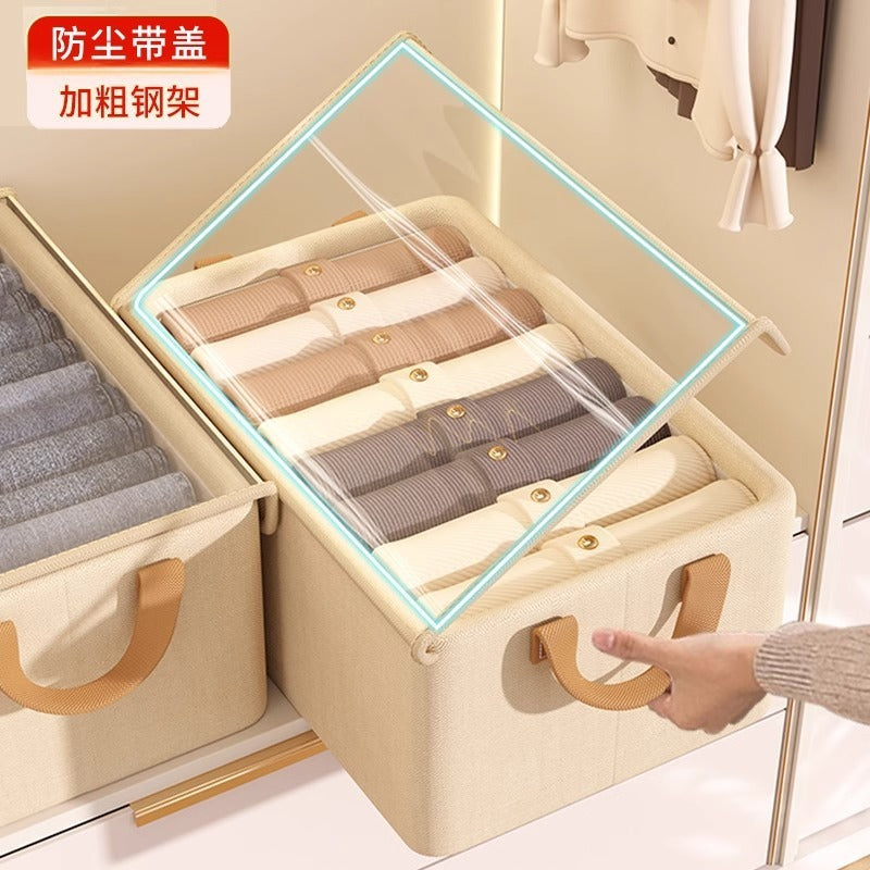 Household foldable steel frame storage box, pants clothing storage box, dormitory sorting clothes and sundries special storage basket