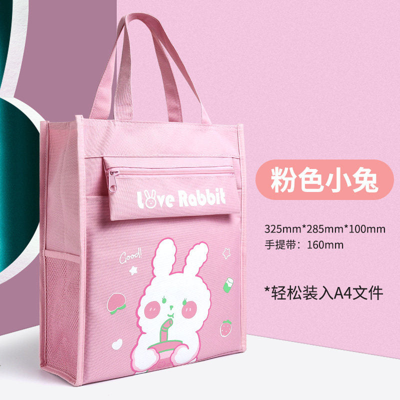 Student tutoring bag animation cartoon large capacity pencil bag primary school student tote bag canvas nylon multi-functional tutoring bag