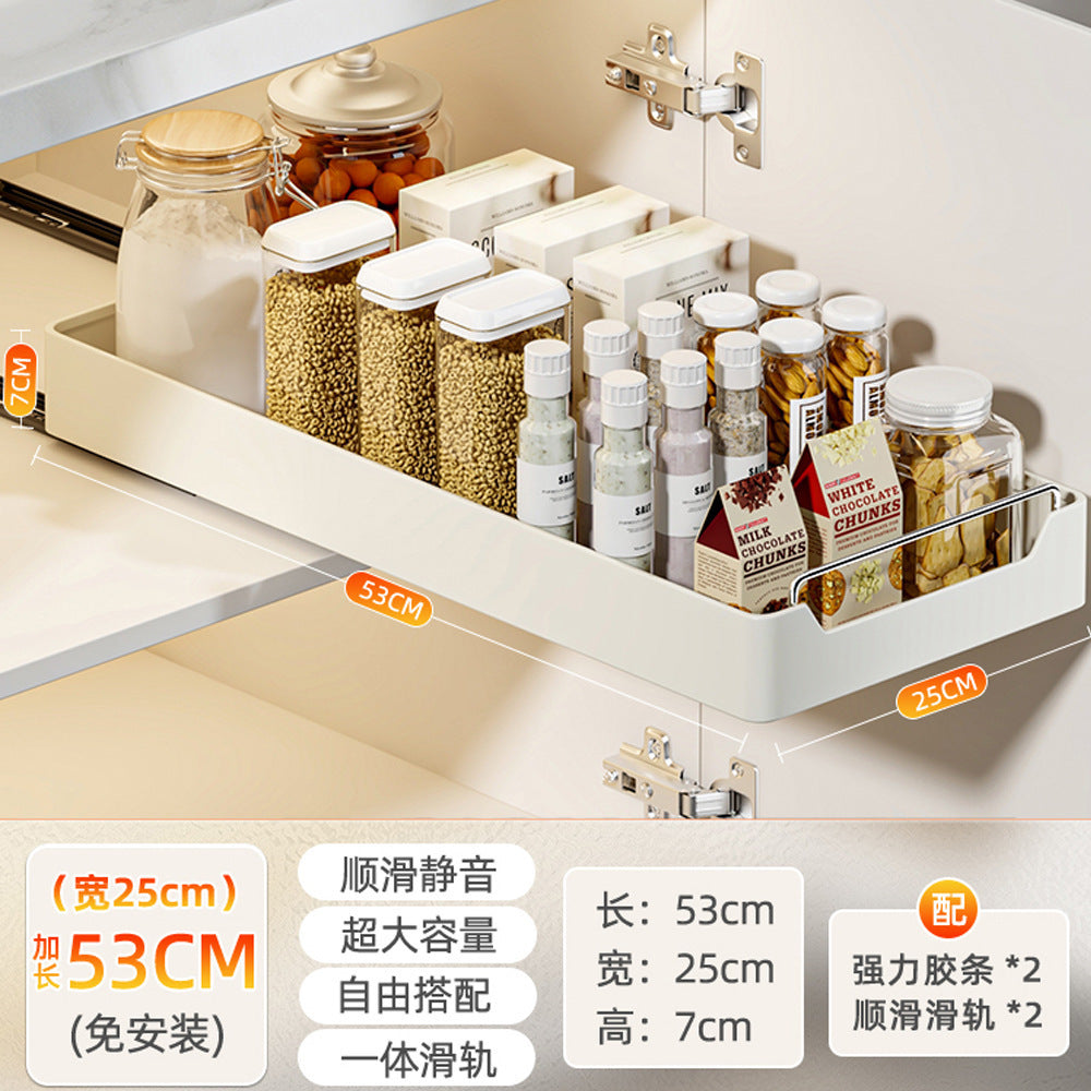 Kitchen pull-out rack under sink pull basket cabinet drawer crevice storage box artifact cabinet bowl rack