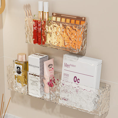 Multifunctional bathroom storage rack with compartments, drainable, no-punch wall-mounted bathroom wall cosmetic storage box