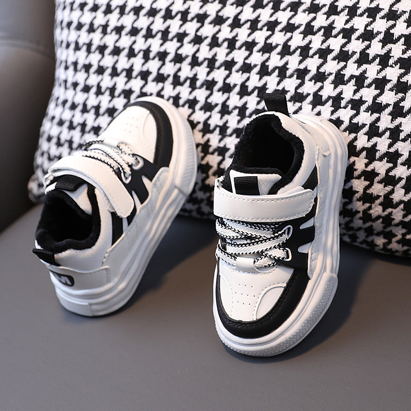 Kids sports shoes non-slip soft bottom baby second cotton shoes boys and girls fleece-linedcotton heattech shoes dissolving shoes