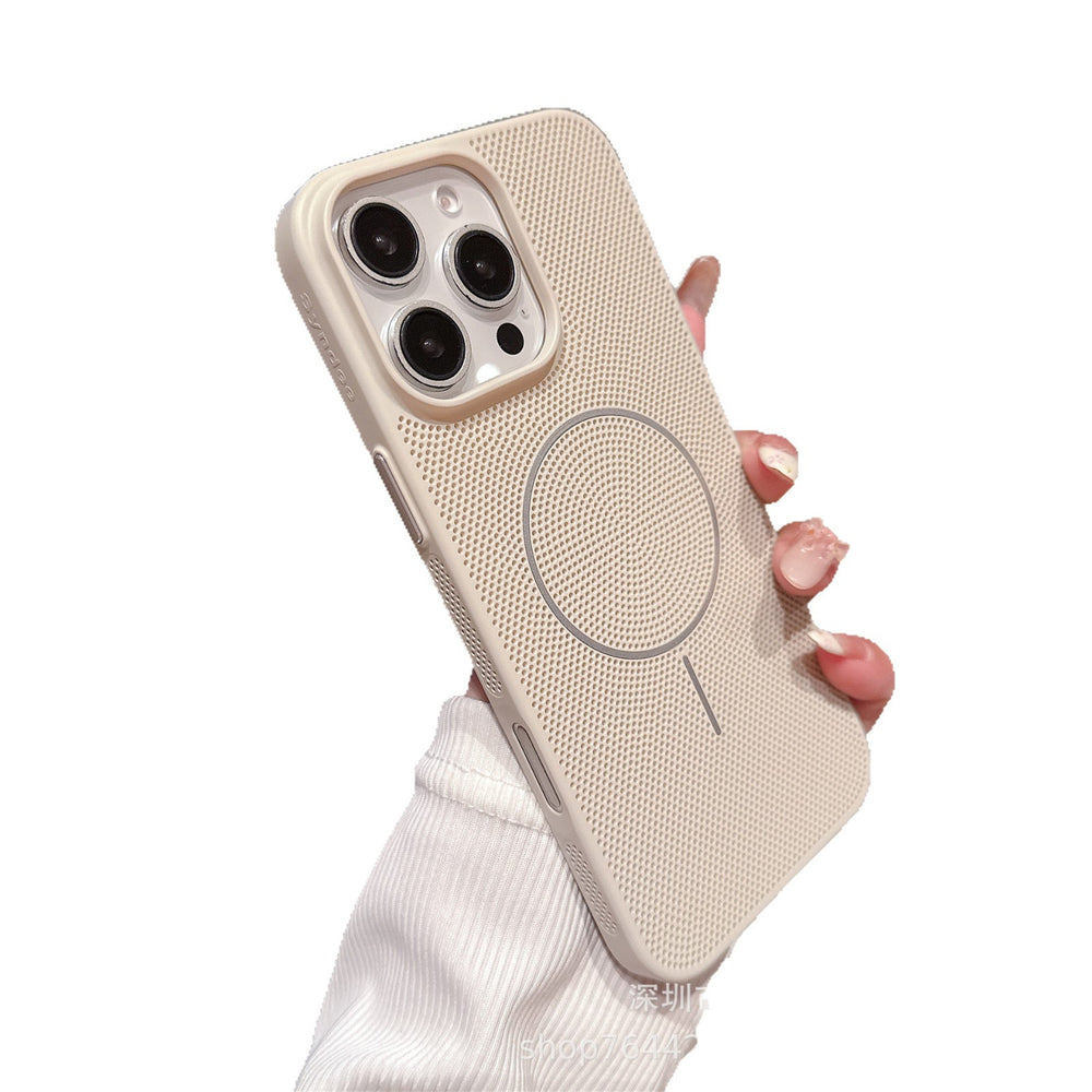 Ice-feeling summer heat-dissipating magnetic mesh suitable for apple 17promax ultra-thin pc frosted mobile phone case iphone16