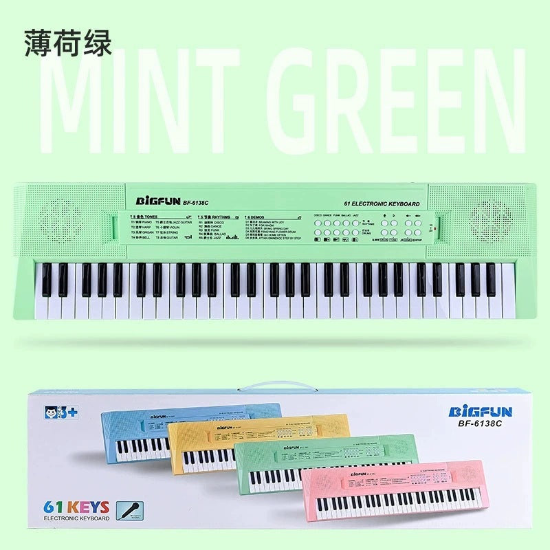 Children's beginner electronic piano, 61-key keyboard, multifunctional musical toy for boys and girls, electronic keyboard with microphone