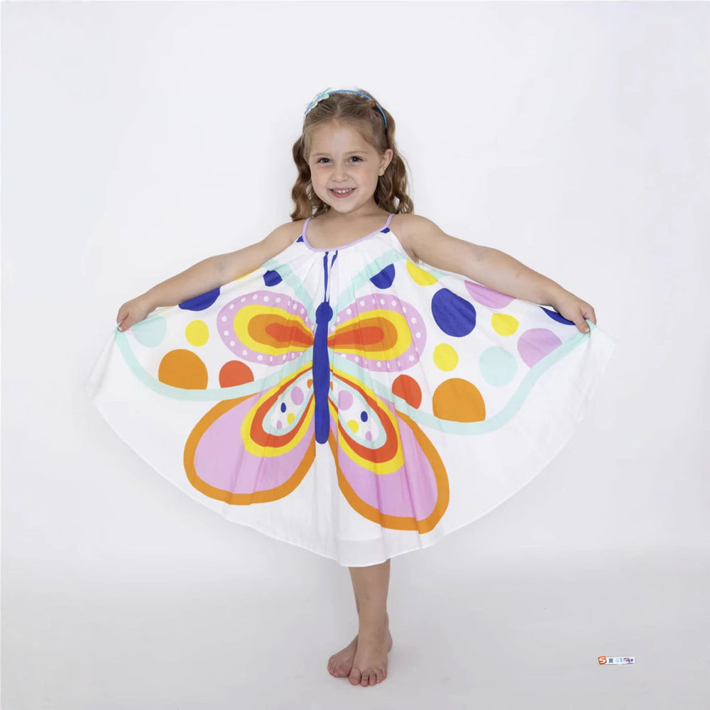 New arrival: girls' summer chiffon sleeveless sundress - trendy rainbow print princess dress for export