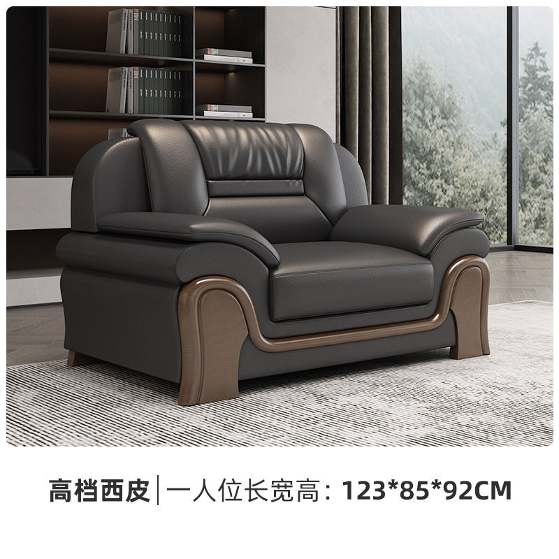 Office sofa business casual living room hall hotel reception casual area genuine leather coffee table reception office combination