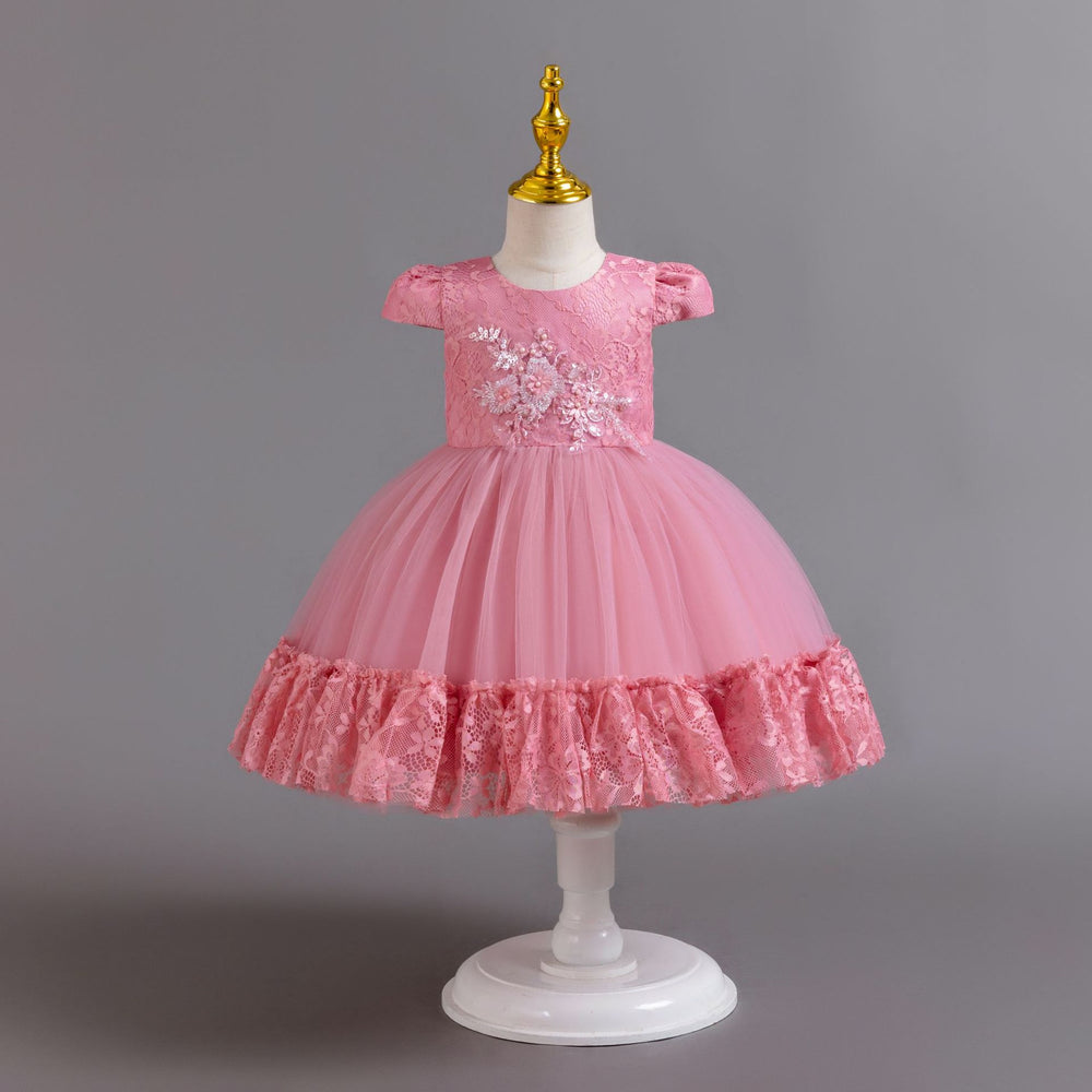 Exportin stockchildren's dresslace tutu princess dress one year old evening dress female baby dress