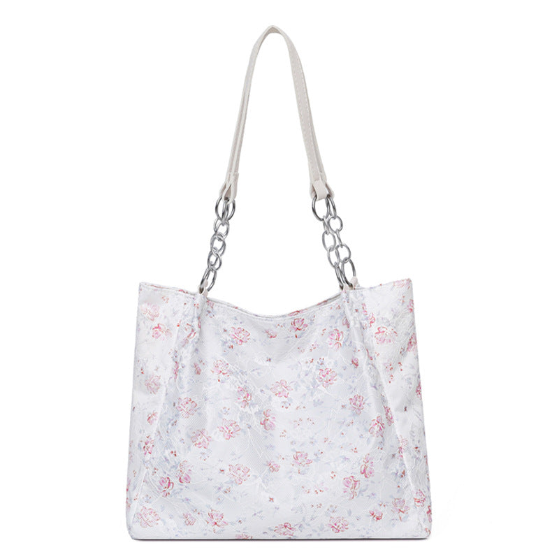2025 new large capacity women's bag lace fashion handbag minimalist trendy shoulder bag casual commuter tote bag