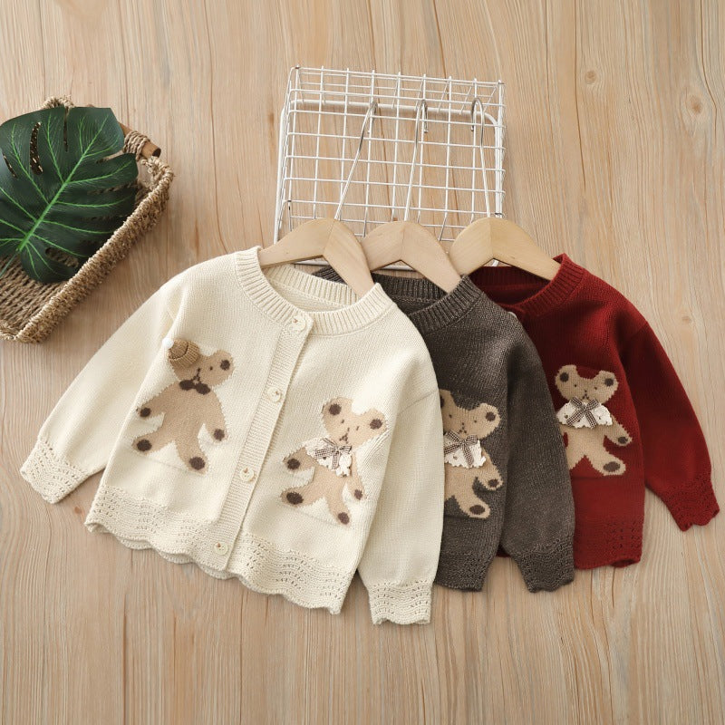 Girlsweateroutwearkidsknitting shirt2fall and winternew arrivalmaillard color sweatertops