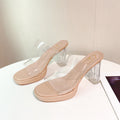 High-heeled slippers for women 2025summernew arrival one-piece pvcoutwearfashion crystal heel slippersladies