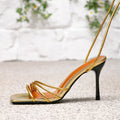 Stylish women's shoes: elegant, minimalist, strappy, gold square-toe, irregular heel sandals - perfect for cross-border amazon sales