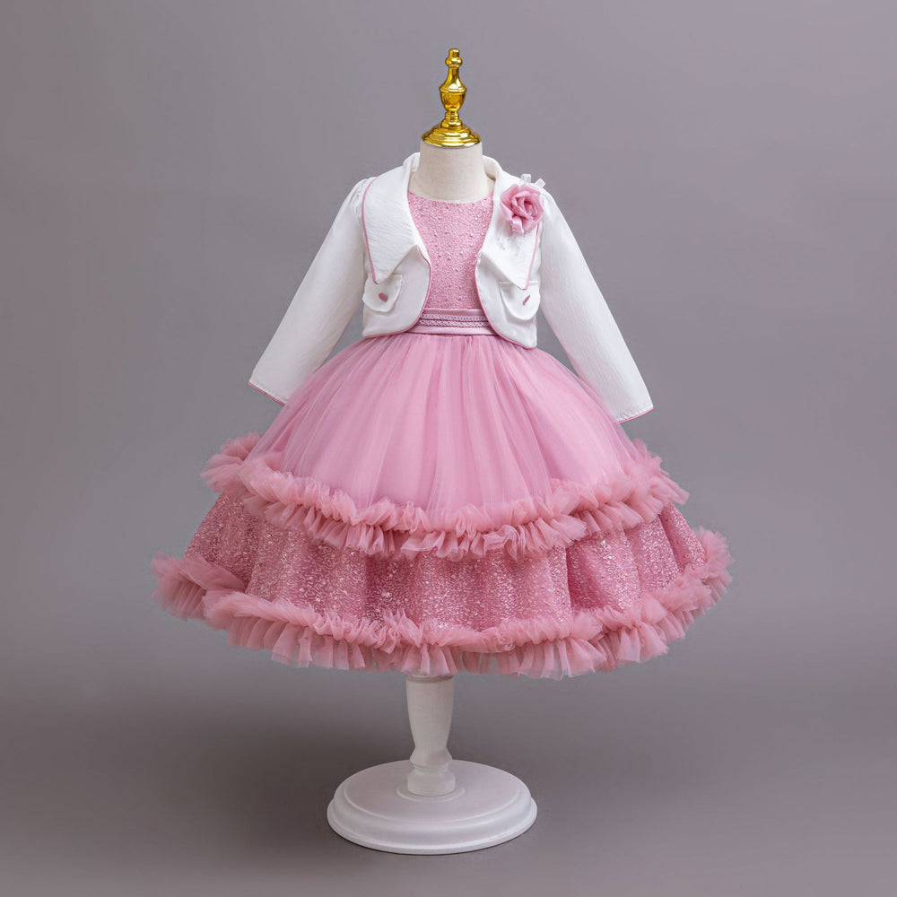 New arrival: three-piece children's formal dress set - lace princess dress for flower girls, model dress, kids dress