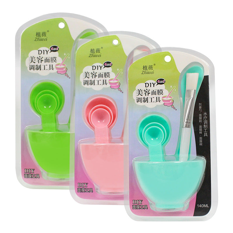Zhiwei 6-piece suit beauty plastic mask bowl tool mask stick spoon makeup brush large and small size chinese and english version