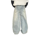 spring/autumn kids' casual fashion straight-leg jeans - girls' stylish dachshund 3d embroidered versatile denim pants