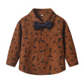 New autumn children's shirt printed christmas long sleeve bow tie mid-to-large child gentleman's formal wear set kids' clothing