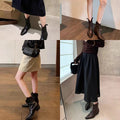 New arrivalfall and winterfashionable pointed toe v-mouth fashionretro denim slim boots thick heel wrinkled western short boots accessible luxury