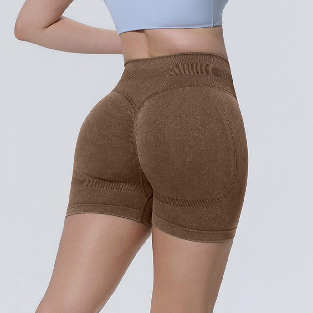 New arrival cross-border seamless washable tight high elastic high waist yoga shorts sports running fitness yoga wear three-quarter pants
